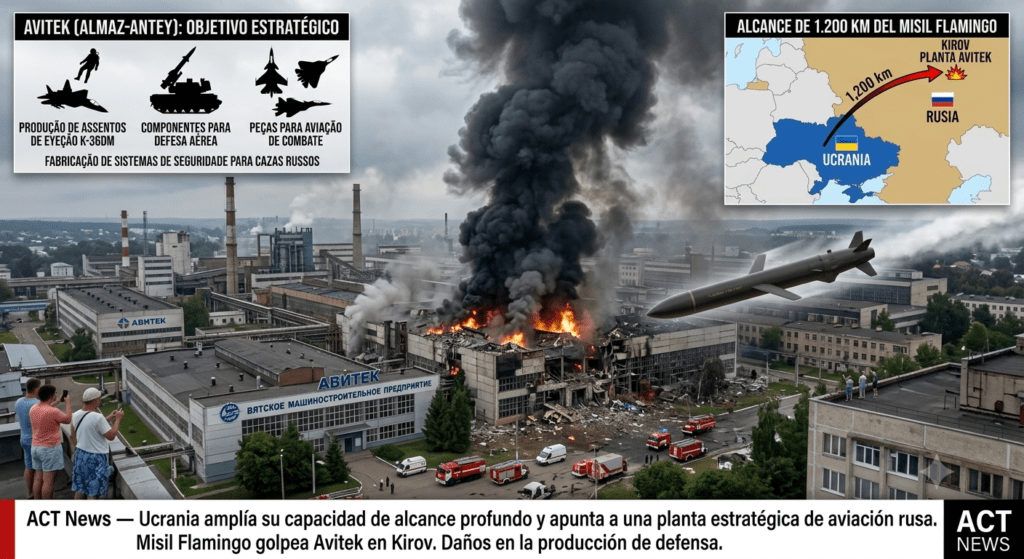 Ucrania amplía su capacidad de alcance profundo y apunta a una planta estratégica de aviación rusa