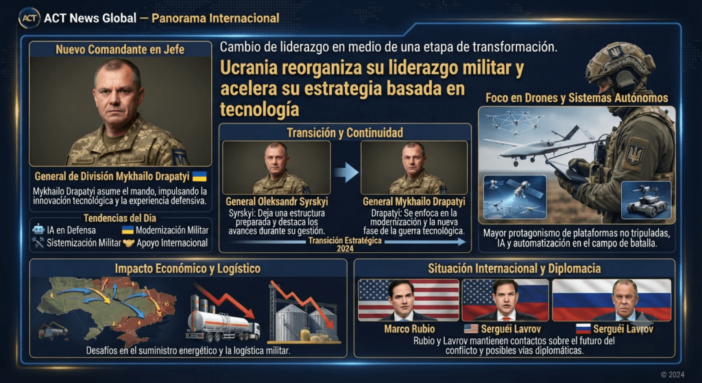 Ucrania reorganiza su liderazgo militar y acelera su estrategia basada en tecnología.