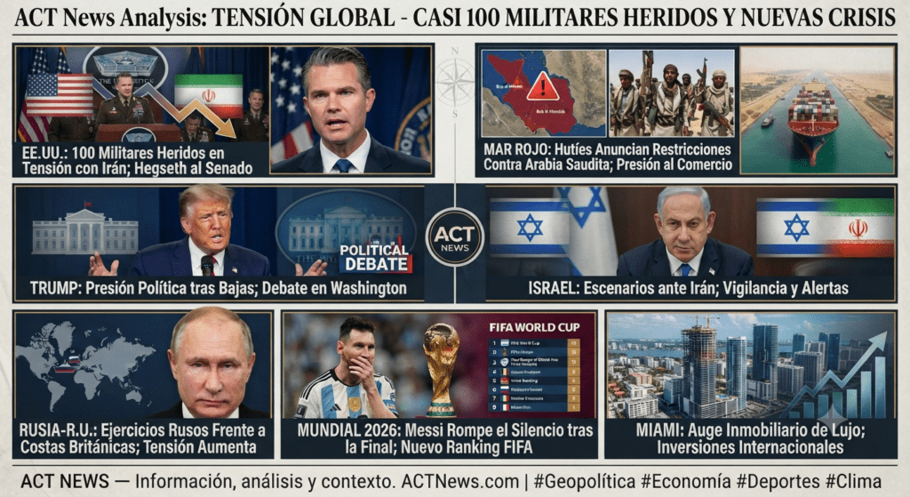 Casi 100 militares estadounidenses heridos, tensión con Irán y nuevas crisis internacionales marcan la agenda global