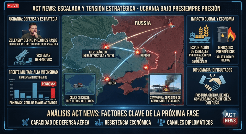 Ucrania intensifica consultas militares mientras Kiev enfrenta nueva presión por ataques y tensión estratégica
