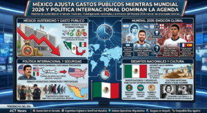 México ajusta gastos públicos mientras Mundial 2026 y política internacional dominan la agenda.