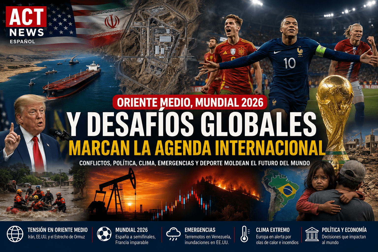 Tensión en Oriente Medio, Mundial 2026 y desafíos globales marcan la agenda internacional, ACT News Español | Análisis Global.