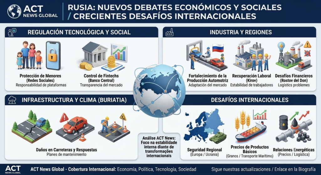Rusia enfrenta nuevos debates económicos y sociales mientras crecen los desafíos internacionales
