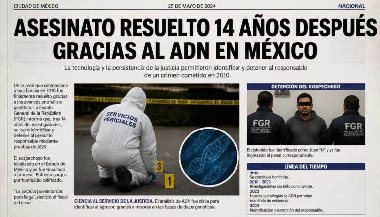 Asesinato resuelto 14 años después gracias al ADN en México.