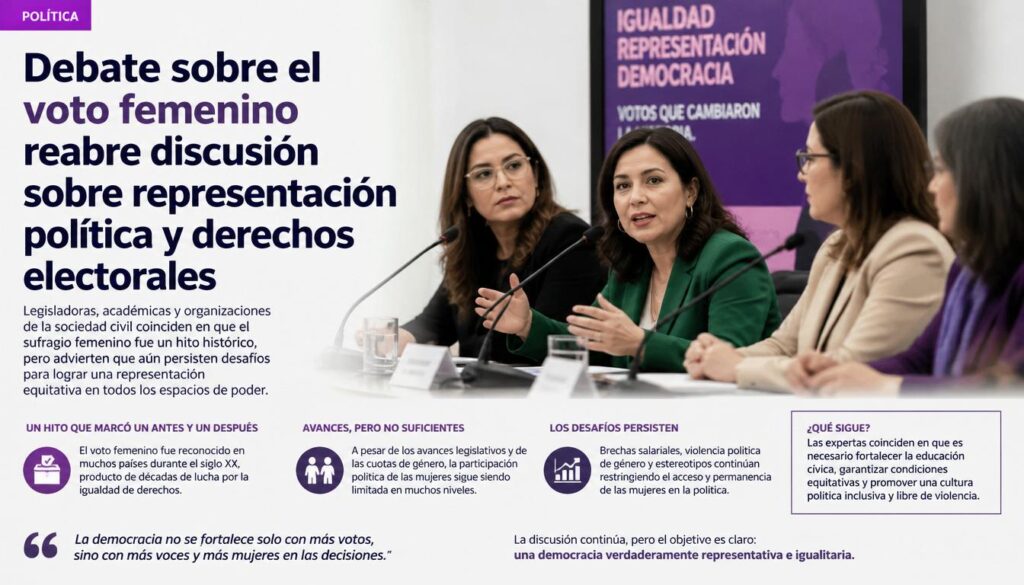 Debate sobre el voto femenino reabre discusión sobre representación política y derechos electorales