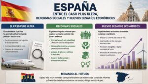 España entre el caso Plus Ultra, reformas sociales y nuevos desafíos económicos.