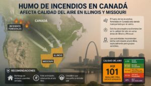 Humo de incendios en Canadá afecta calidad del aire en Illinois y Missouri