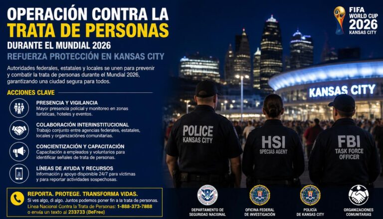 Operación contra la trata de personas durante el Mundial 2026 refuerza protección en Kansas City