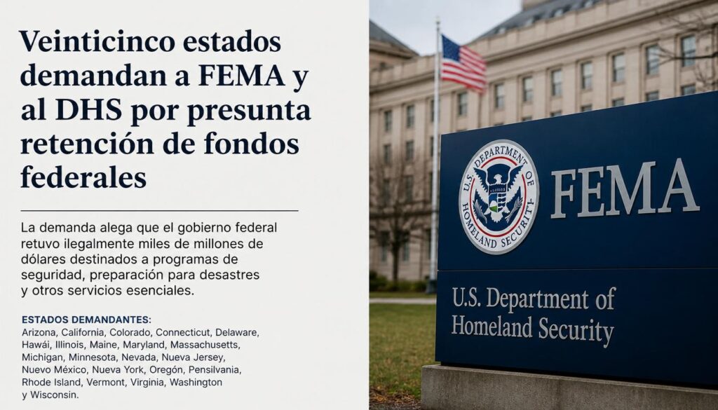 Veinticinco estados demandan a FEMA y al DHS por presunta retención de fondos federales
